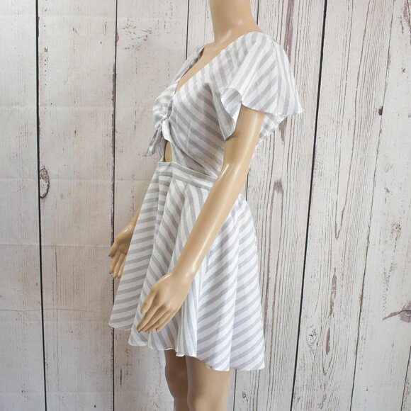 HOMMAGE STRIPED CUTOUT RAYON ROMPER M - Picture 4 of 7